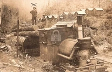 Willits CA California Logging Engine & Train RPPC Photo Postcard COPY