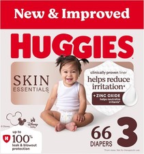 Huggies Size 3 Diapers, Skin Essentials Baby Diapers, Size 3 16-28 lbs , 66 C