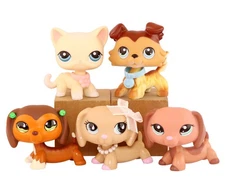 Dachshund Collie LPS Toy for Girl Pet Figure Collectible Mini Cat Dog Kid Gift