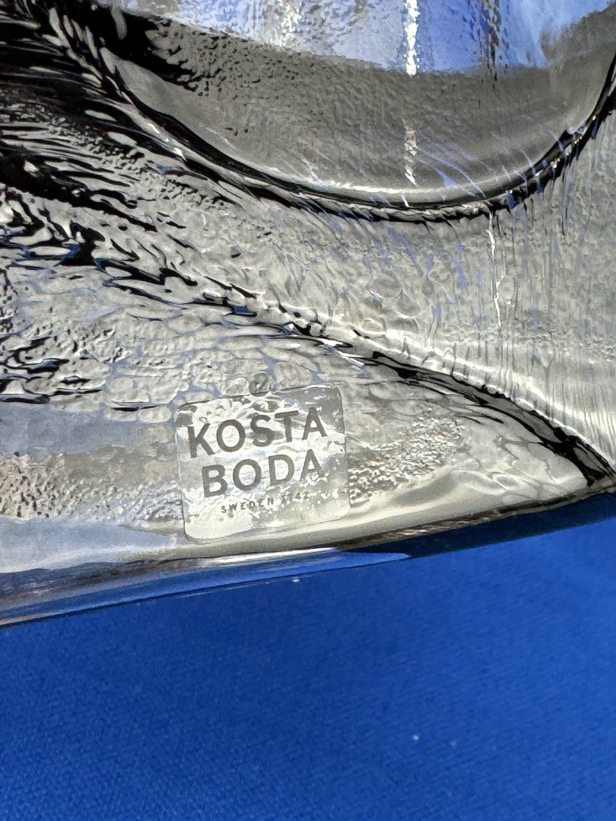 Kosta Boda Glass Brick Cube Square Candle Holder Black Etched Collectible Art