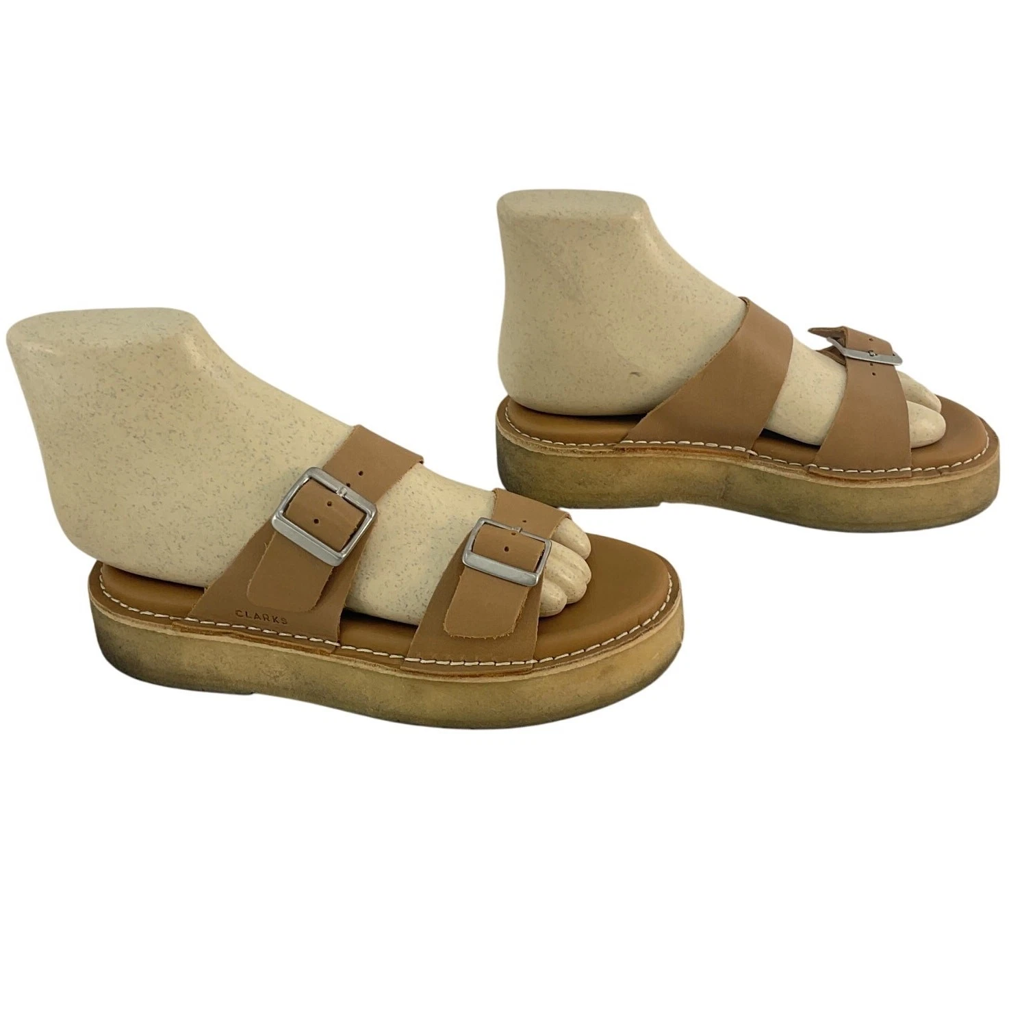 Sandali donna Clarks marroni in pelle con plateau misura 6 usati