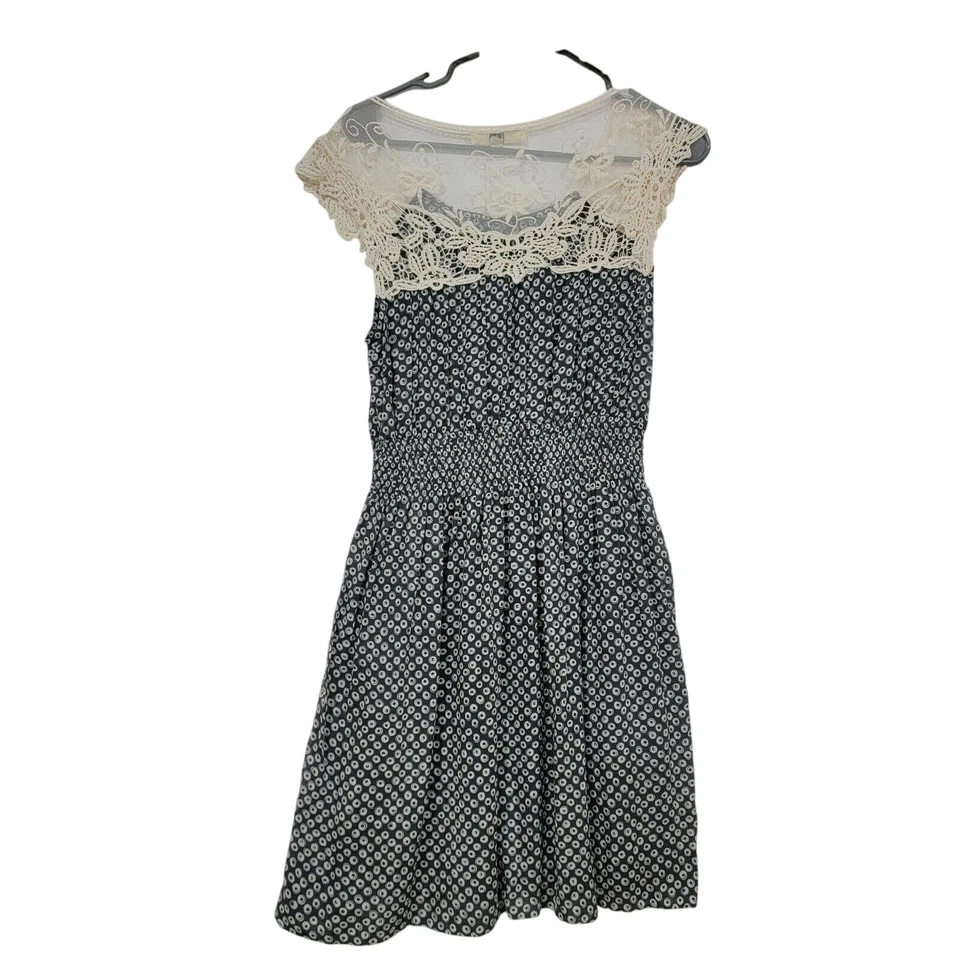 Ya Los Angeles Medium Geometrical Dress Floral Lace Neckline Coquette Romantic - Image 2 of 4