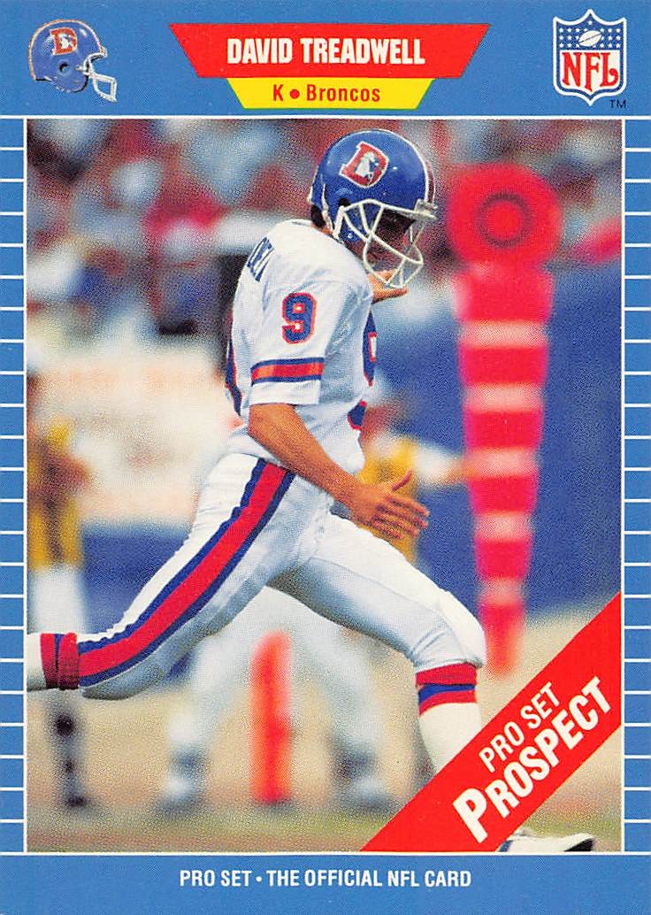 David Treadwell 1989 Pro Set 544 Denver Broncos Rookie FOOTBALL Card