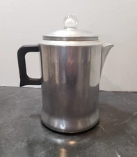 Vintage Comet 12 Cup Aluminum Coffee Pot Percolator Complete  Bakelite Handle