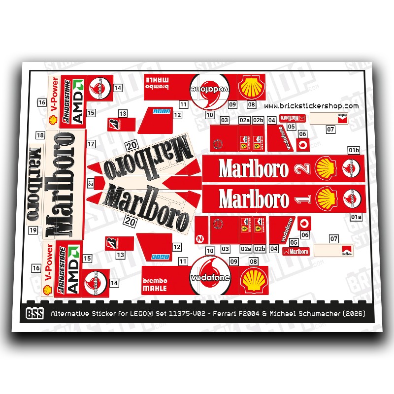 Alternative Sticker for Set 11375 - Ferrari F2004 & Michael