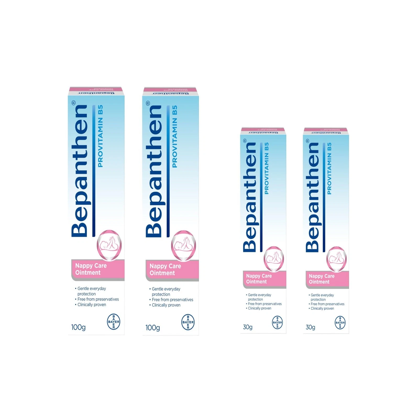 Bepanthen Nappy Care Ointment, at Home and On The Go, 260 g (Pack of 4)