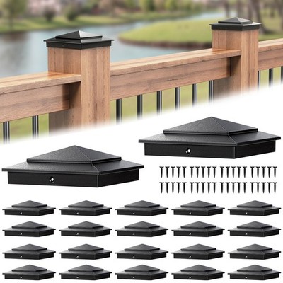 20-Pack Aluminum 4x4 Post Caps for Deck Railing(Actual 3.5'' x 3.5''), Fence Po...