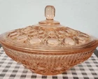 Indiana Candy Dish Covered Windsor Ballard Federal Peach Pink Depression Glass
