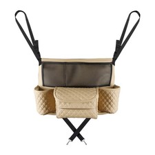 Car Purse Holder Between Seats Leather Handbag Organizer Tissue Cup Bag Beige
