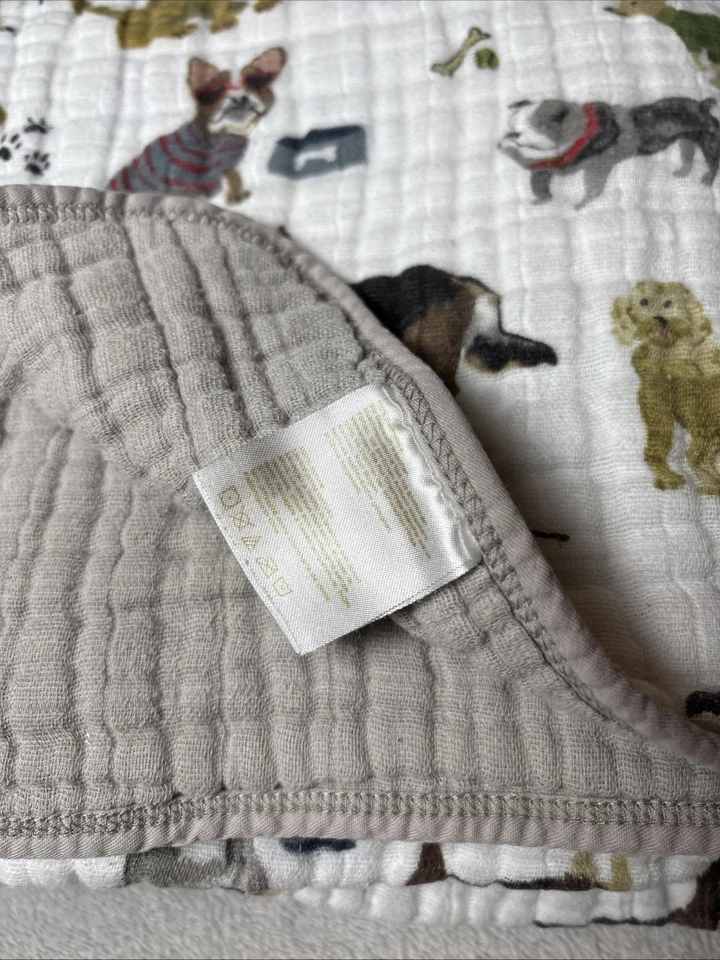 Edredón de muselina Little Unicorn perros cachorros cachorro reversible gris multicapa Lovey Foto 3 de 4