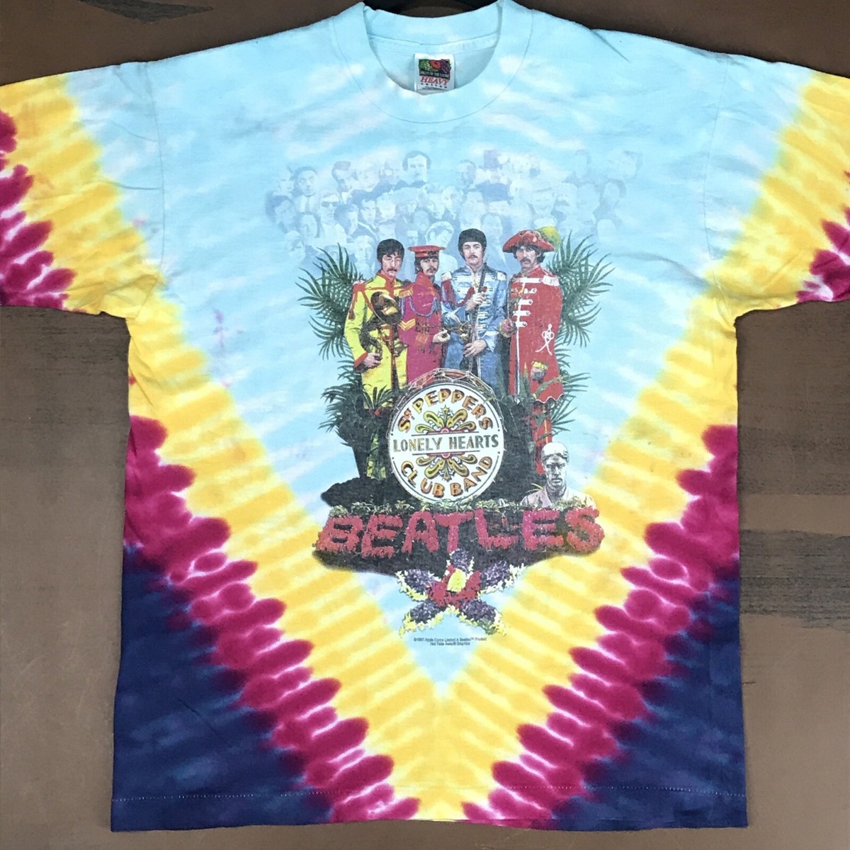 vtg 90s BEATLES SGT PEPPER'S LONELY HEARTS CLUB BAND TIE-DYE T