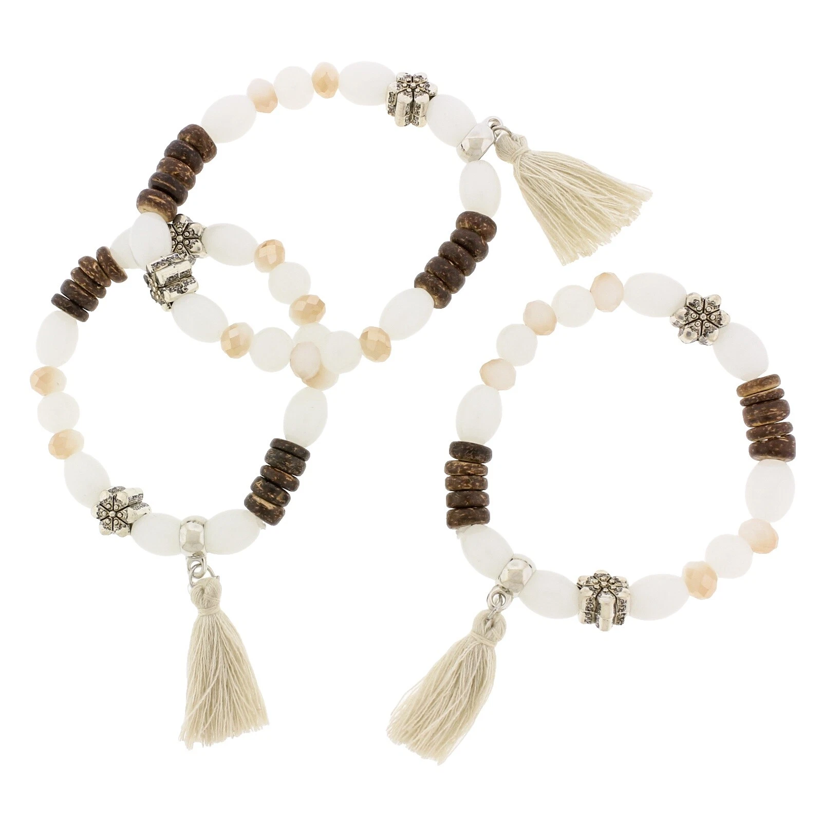 Contas para montagem de bijuterias e Branco de Madeira