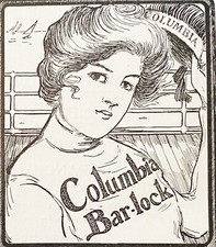 Girl College Cheerleader COLUMBIA BAR-LOCK TYPEWRITER Sweater Vtg c1900 Print Ad thumbnail