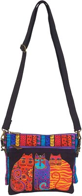 Laurel Burch Cotton Canvas 2 Piece Crossbody Purse - Feline Friends