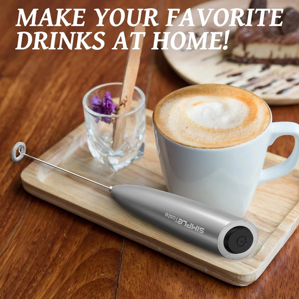 Milk Frother Handheld Battery Operated Electric Foam Maker, Drink Mixer with Sta