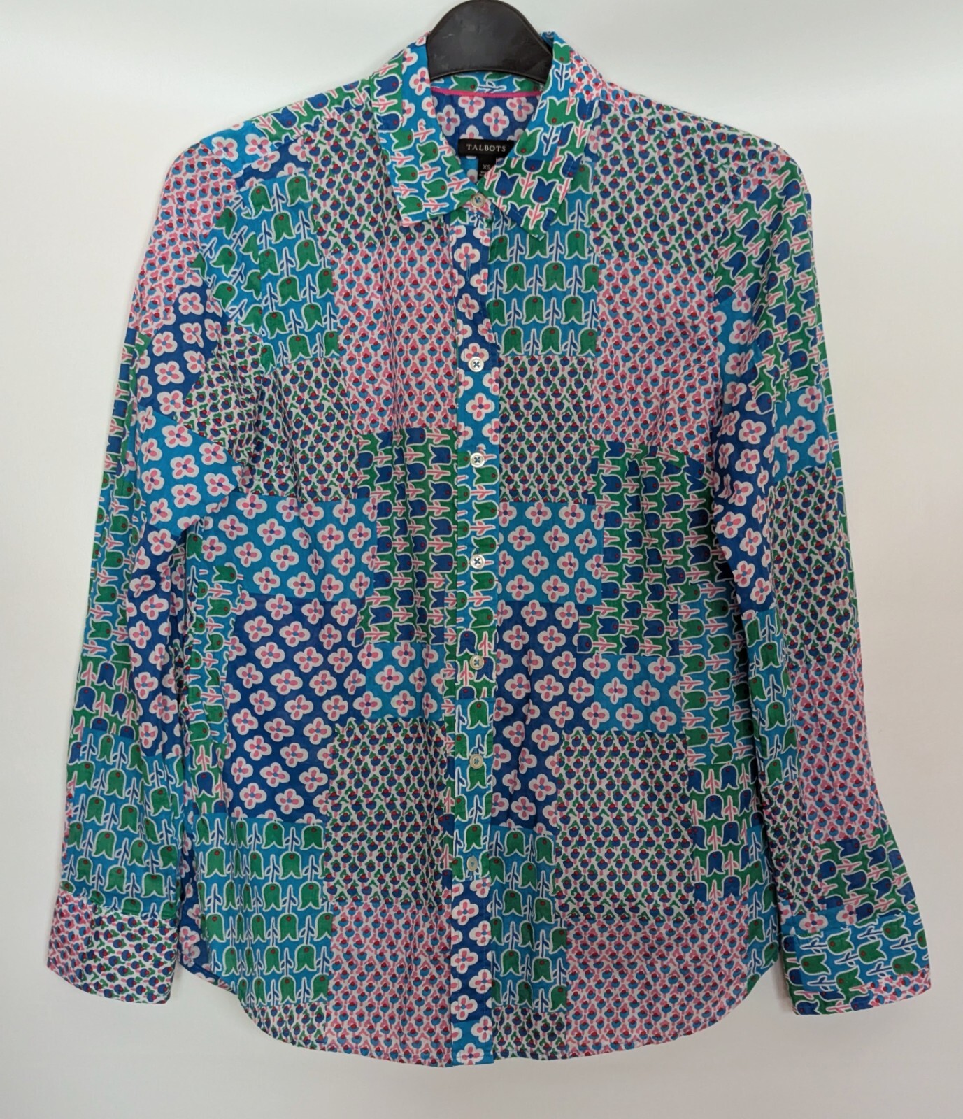 Talbots Tulip Patchwork Button Down Cotton Shirt … - image 2