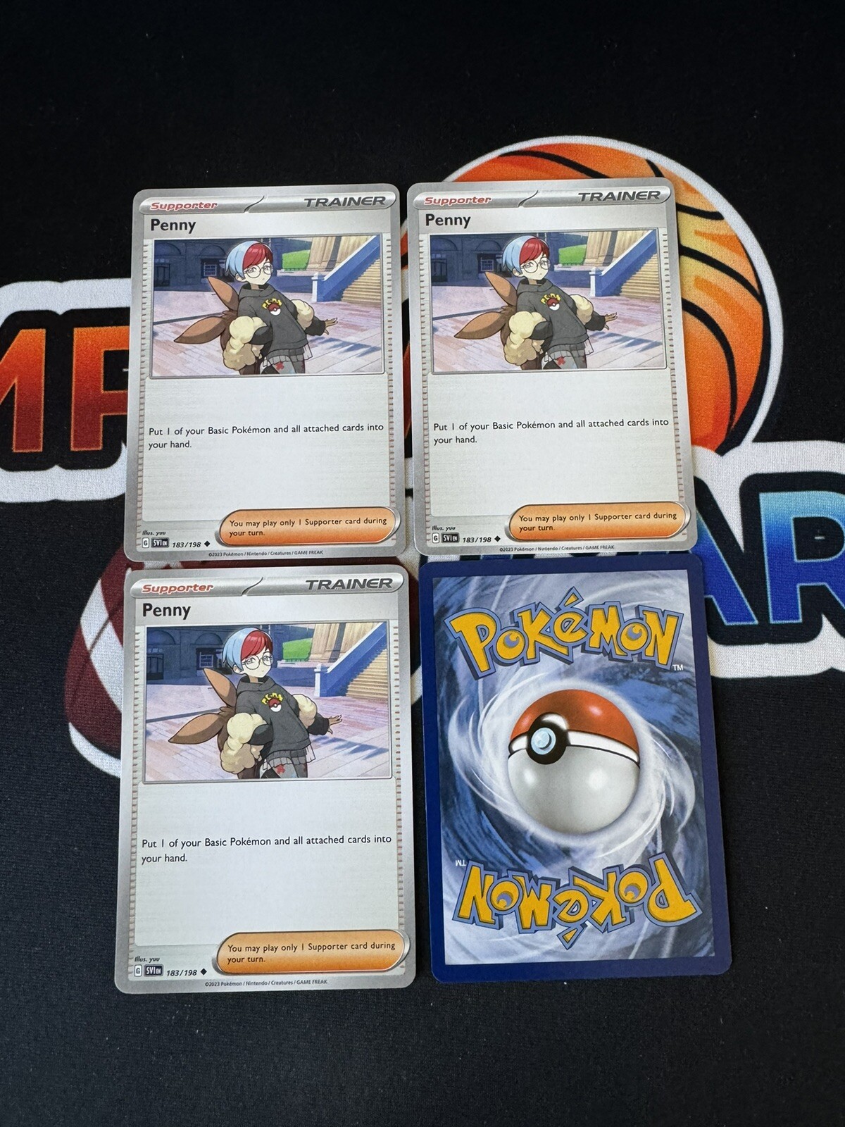 Pokemon x4 Penny Trainer Supporter Card Scarlet & Violet 183/198 Play Set NM