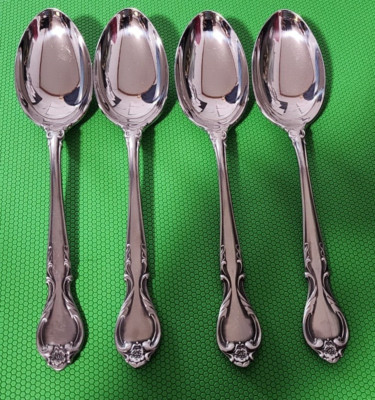 4 Lyon QUEEN'S FANCY Stainless Flatware OVAL SOUP SPOONS