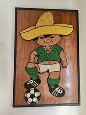 Copa Mundial 1970 ~ Juanito México Fútbol Niño Mascota Colgante de Pared FIFA ~ Copa Mundial