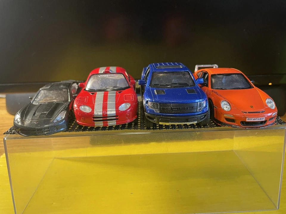 3-KINSMART VEHICLES+1-BURAGO VETTE-RAPTOR PU-PORSCHE-VIPER USED RARE HTF  LOT K4 — 第 2/4 张图片