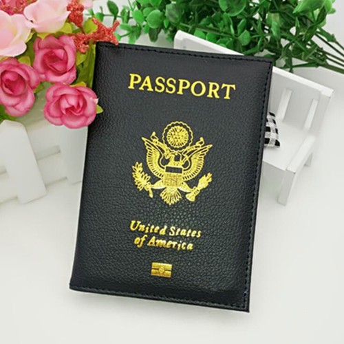 LEATHER PASSPORT HOLDER COVER WALLET TRAVEL CASE EMBLEM GOLD - Picture 16 of 16