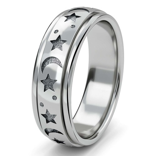 925 Sterling Silver Spinner Ring Fidget Anxiety Relief Band for Women Men