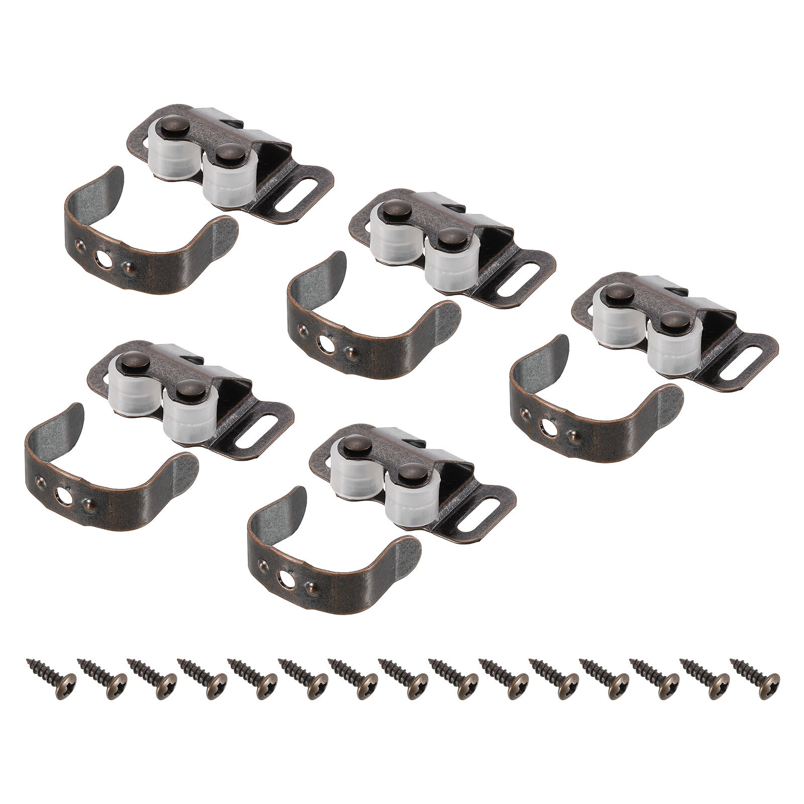 5 Set Cabinet Door Catch, Latch Lock Metal for Cupboard Kitchen, Red Bronze