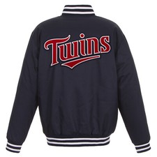 MLB Minnesota Twins Poly Twill Jacket Embroidered  Patch Logos JH Design Navy