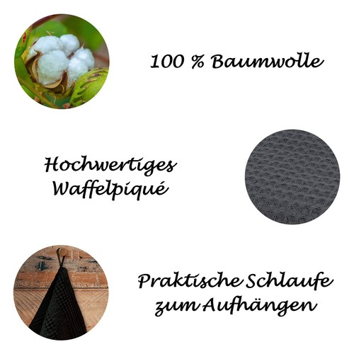 6x Waffelpique-Geschirrtücher Hellbraun 100%-Baumwolle Handtuch Putztuch Beige - Bild 3 von 6