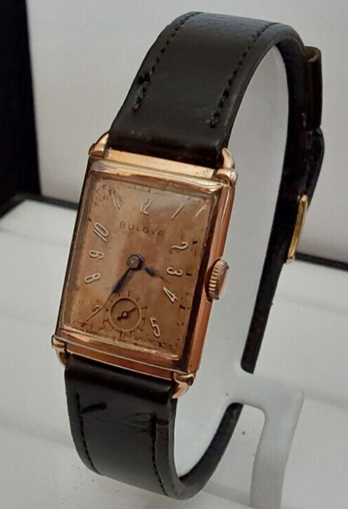 VTG Bulova Men's 14k Gold Filled Tank Watch Ref 3397169