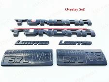 6PCS KIT GLOSS BLACK EMBLEMS OVERLAY KIT 2014-2021 TOYOTA TUNDRA LIMITED 5.7L V8