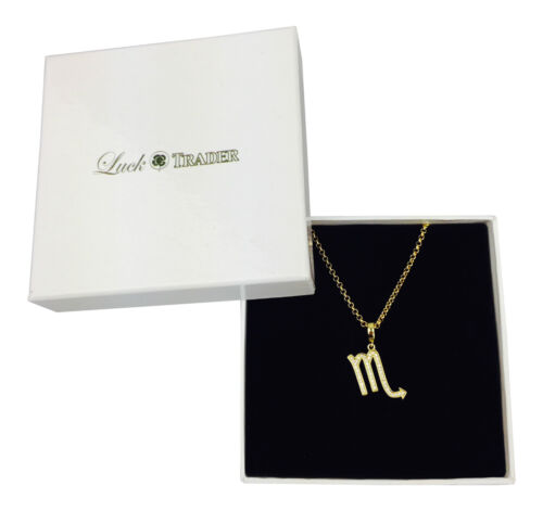 Scorpio Symbol of the Zodiac Silver or Gold Plated Pendant -Horoscopes Star Sign - Picture 2 of 3