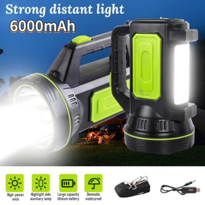 90000LM LED Flashlight Super Bright Searchlight Rechargeable Spotlight 2 Modes