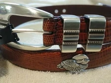 Mens Brown Leather Belt withDuck Hunting Conchos Size 32 R