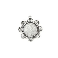 20 1 Inch Circle Flower Circle Pendant Trays - Antique Silver Color - 1 Inch ... on sale 20 1 Inch Circle Flower Circle Pendant Trays - Antique Silver Color - 1 Inch ... on sale
