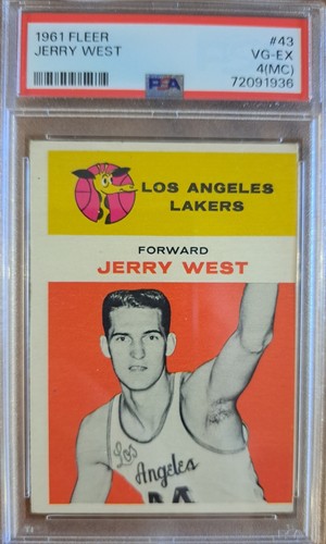 1961 Fleer JERRY WEST Rookie #43 Graded PSA 4 (MC) VG-EX (Los Angeles Lakers)