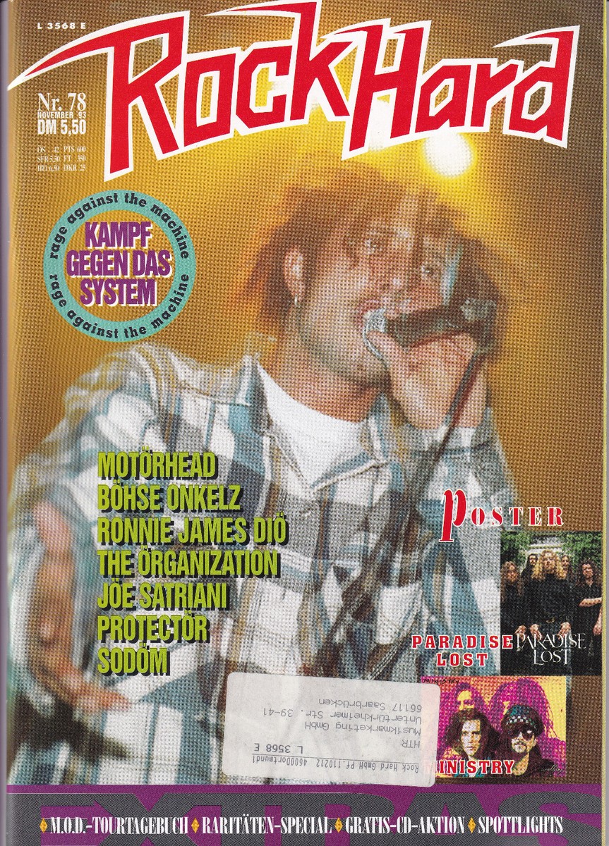 ✪ ROCK HARD Magazin #78 11/93 November 1993 - Motörhead, Böhse