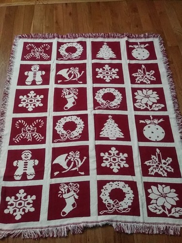 Throw Blanket Christmas Holiday, %100 Cotton, Tapestry Woven Throw, 60x50 - Picture 2 of 7