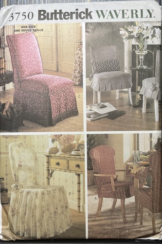 Fundas para sillas Butterick 3750 Waverly en 5 estilos patrón de costura decoración del hogar sin cortar - Imagen 1 de 3