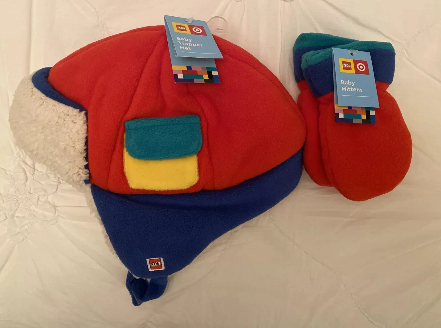 BNWT LEGO x TARGET Collection Color Block Trapper Hat & Mittens Set FREE SHIP!
