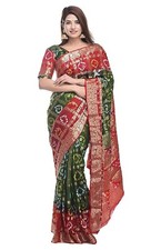 Women's Bandhej Silk Saree with Zari Work