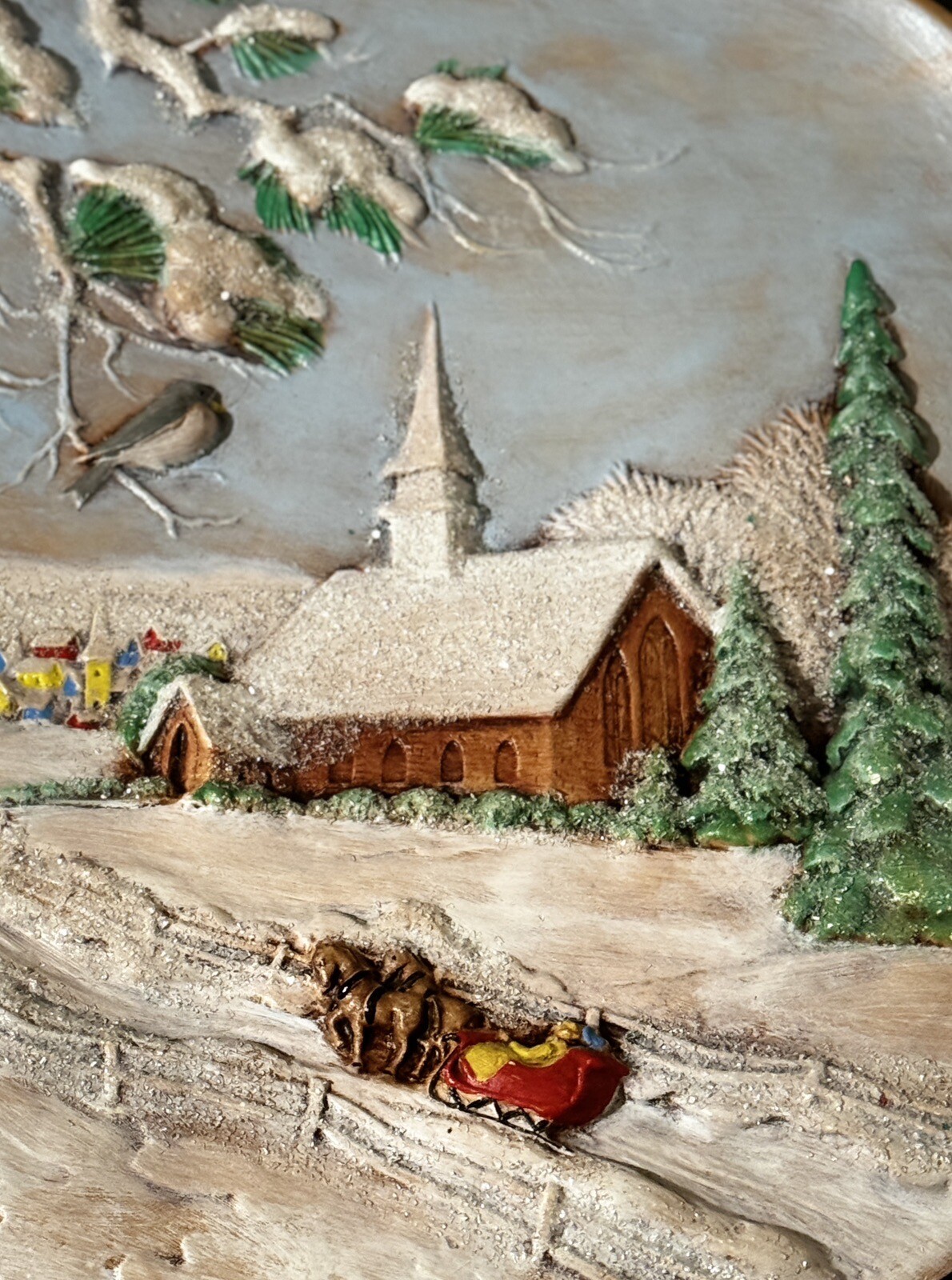 VINTAGE 1980 Byron Molds Winter Scene Plate Snowy Countryside Christmas Church