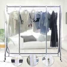 Garment Rack Cover Clear Clothing Rack w/ Zipper Clothes Rail Cover Waterproof