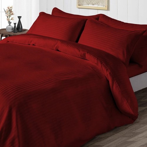 Parure de lit 6 pièces 100 % coton égyptien, tissage satiné 800 fils au pouce carré, convient aux matelas jusqu'à 71,1 à 76,2 cm de profondeur, bordeaux uni