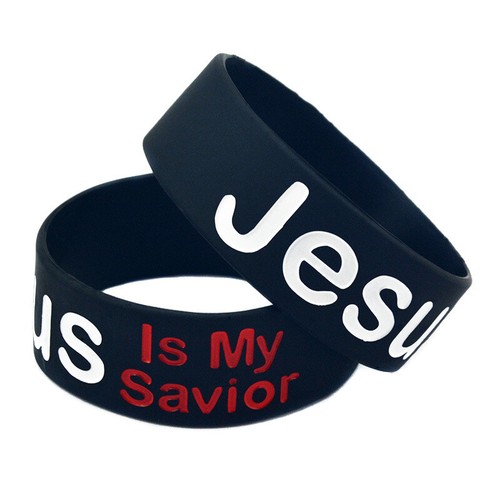 4x Jesus Is My Savior Religious Belief Bracelets Motivation Silicone Wristbands - Picture 7 of 9