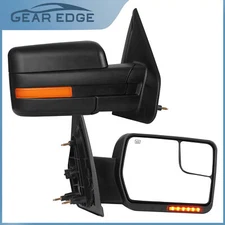 Pair Puddle Light Tow Mirrors for 2007-2014 Ford F150 Power Heated Turn Signal