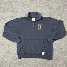 Illinois U of I Sweatshirt Pullover Adult Small Navy Blue 1/4 Zip Champion Vtg