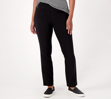 Belle by Kim Gravel Sateen Twill Slim Straight Leg Pants Black 26 New