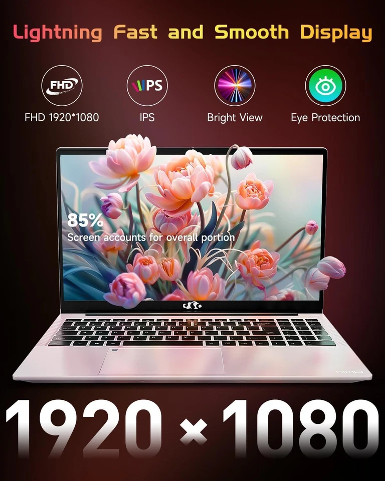 NIMO 15.6'' IPS FHD-Laptop, 16GB RAM 1TB SSD Intel Pentium Quad Core N100 Win11 - Image 3 of 4