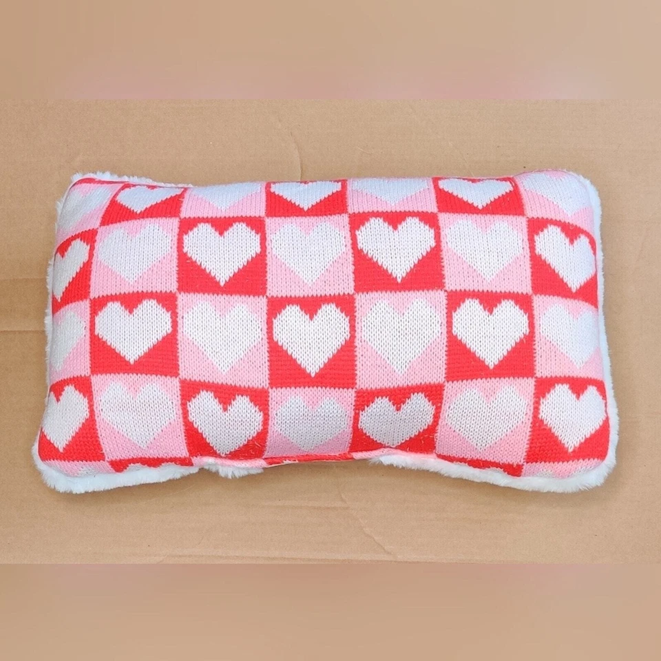 Розовые сердца цвет блок клетчатый День святого Валентина мягкий акцент поясничная подушка - Изображение 2 из 4